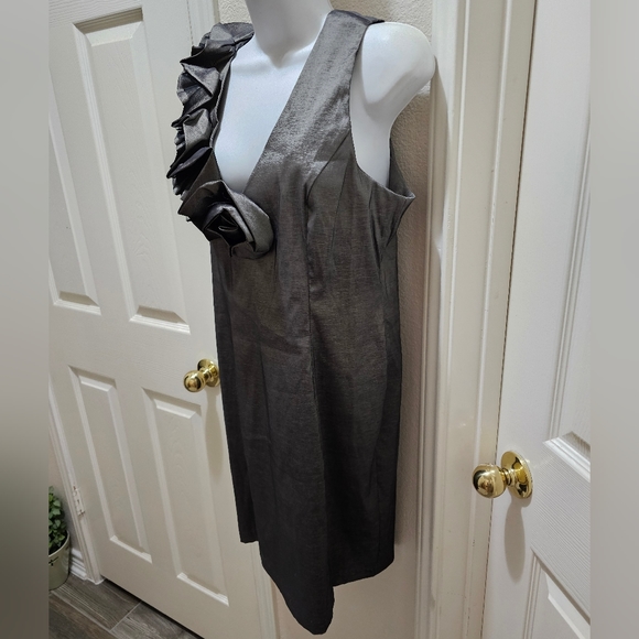 Pewter Sleeveless Formal Evening Dress size 12 EUC - Picture 3 of 9